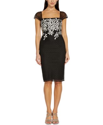 Embroidered-Floral Sheath Dress ...